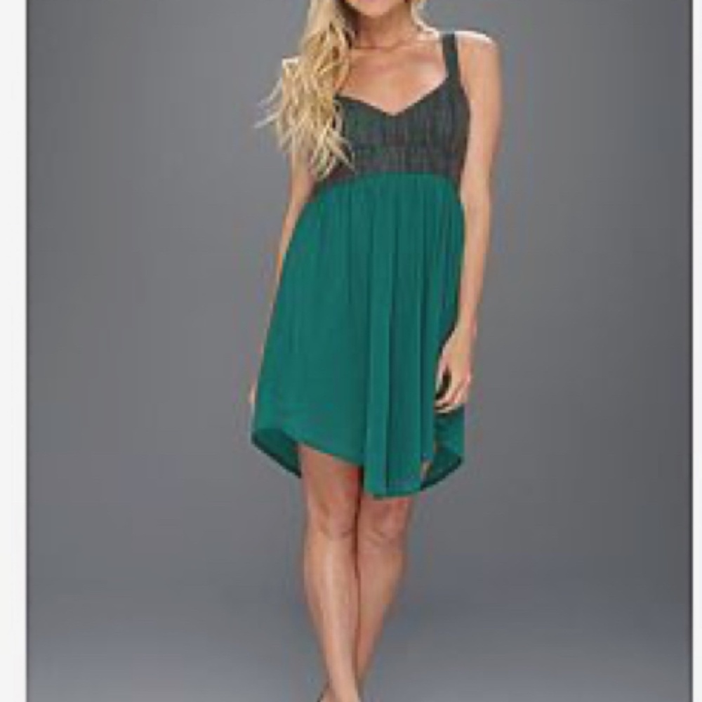 Roxy Falling Stars Beachy Breezy Teal Dress Spring Break Vacation - Size Medium